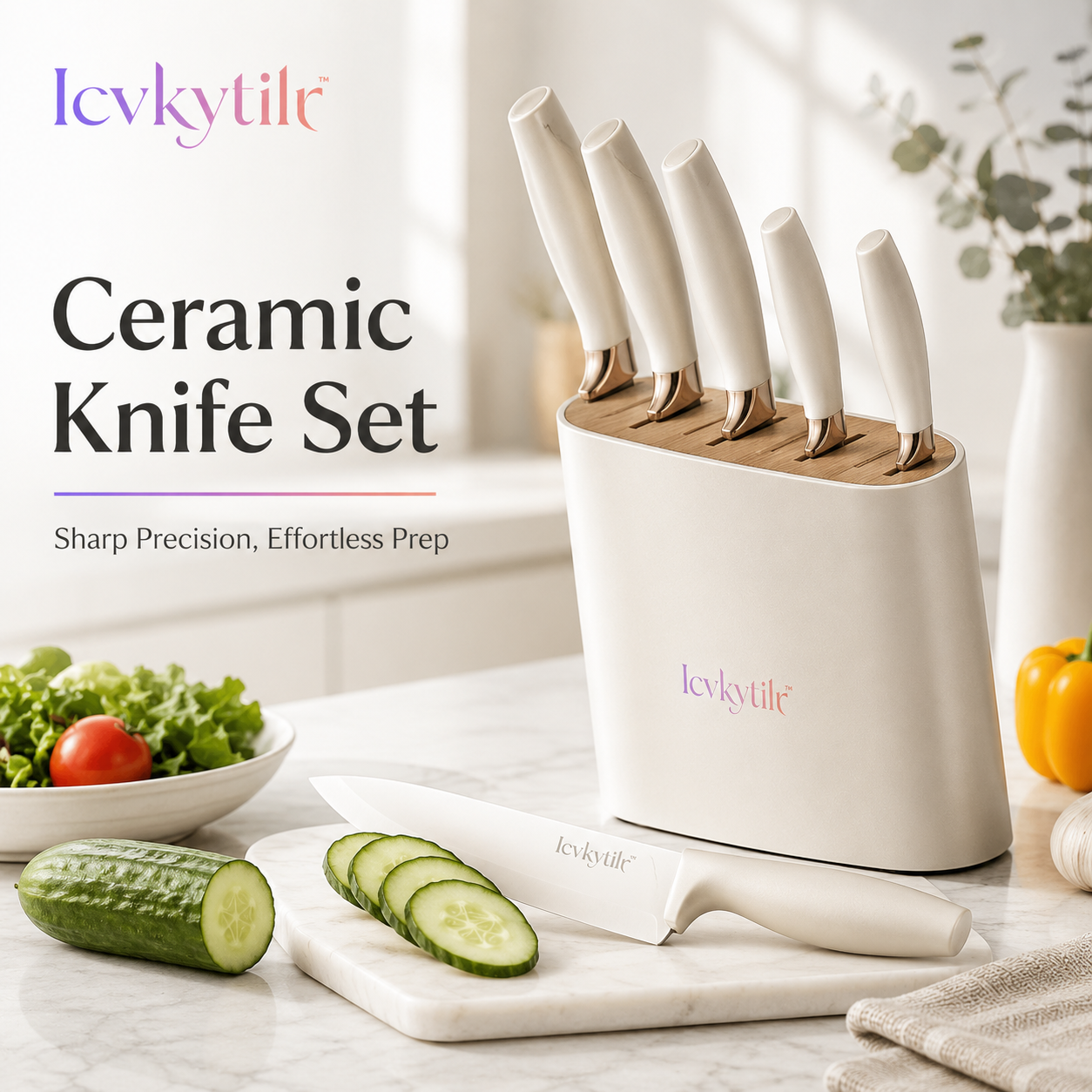 Icvkytilr™ Ceramic Knife Set – Professional Chef Quality, Ergonomic Handle
