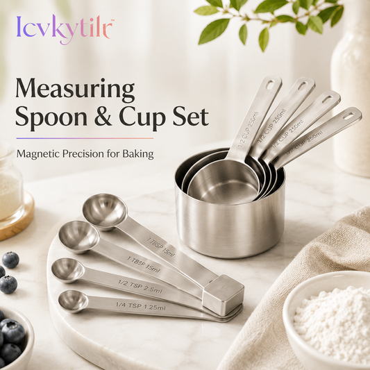 Icvkytilr™ Stainless Steel Measuring Spoon & Cup Set – Magnetic, Compact
